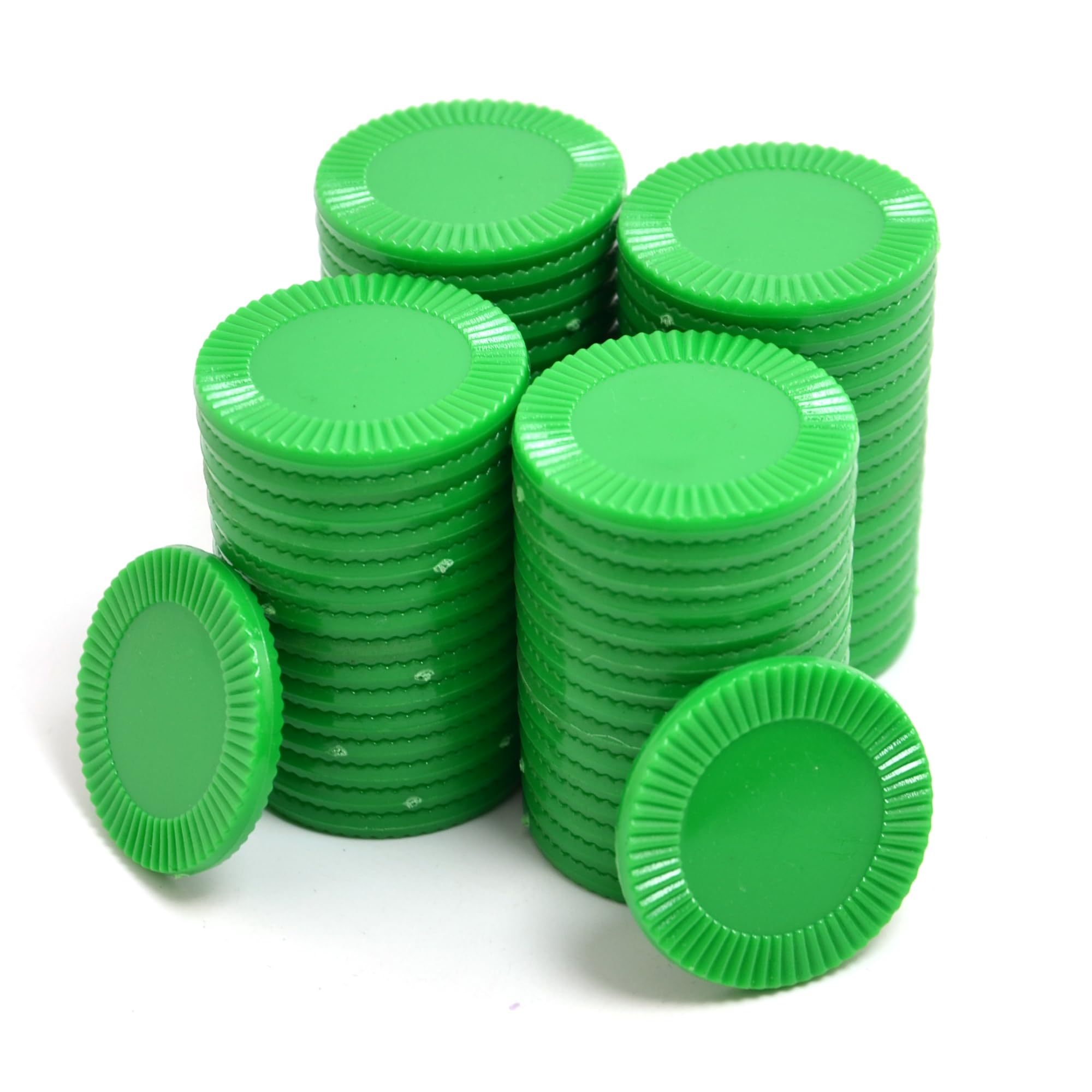 Smartdealspro 32mm Opaque Plastic Learning Counters Mini Poker Chips Games Tokens with Storage Box (Sunflower, 64pcs, Dark Green)
