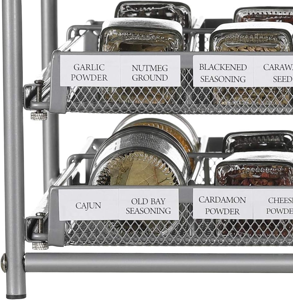 NEX Spice Rack Organizer for Cabinet, 3 Tier 24-Bottle Spice Drawer Storage for Kitchen Pantry Countertop, Metal, Silver: Home Improvement