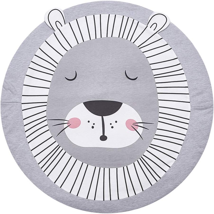 Trilance Tapis D Eveil Infant Confortable Tapis Rampant Bebe Doux Couverture En Coton Grande Epaississement 90 90cm Tapis De Jeu Pour Bebe Enfant Motif De Lion Mignon Tapis De Sol Cadeau Gris Tapis