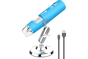 T TAKMLY Wireless Digital Microscope Handheld USB HD Inspection Camera 50x-1000x Magnification with Stand Compatible with iPhone, iPad, Samsung Galaxy, Android, Mac, Windows Computer (Blue)
