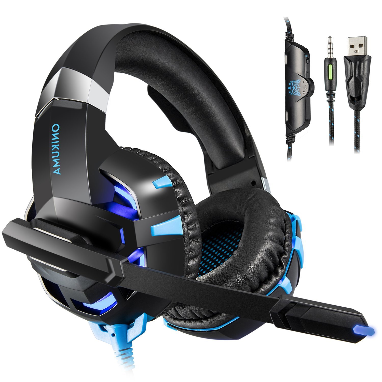 ONIKUMA K2 Gaming Headset - Headset Gaming Headphones for PS4, Xbox One, PC, Nintendo Switch, Mac, Laptop with Noise Cancelling Micphone, Soft Memory Earmuffs & LED Light