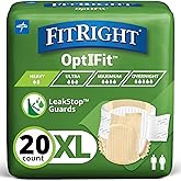 FitRight Extra+ Adult Diapers, Disposable Incontinence Briefs, Leak-Proof Diaper, Absorbent Briefs For Men and Women, Maximum Protection, X-Large, 56 &ndash; 64 in, 20 briefs per bag