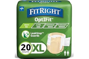 FitRight Adult Diapers, Extra+ Heavy Absorbency, XL (Waist Size 56in-64in), 20 Count, OptiFit Incontinence Briefs for Men and Women, Disposable, Moisture-Wicking, Leak Protection,