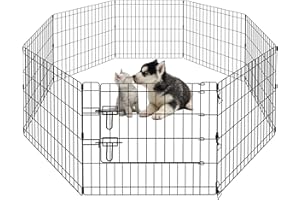 PEEKABOO Dog Pen Pet Playpen Dog Fence Indoor Foldable Metal Wire Exercise Puppy Play Yard Pet Enclosure Outdoor 8 Panels 24 Inch (Only Black playpen)