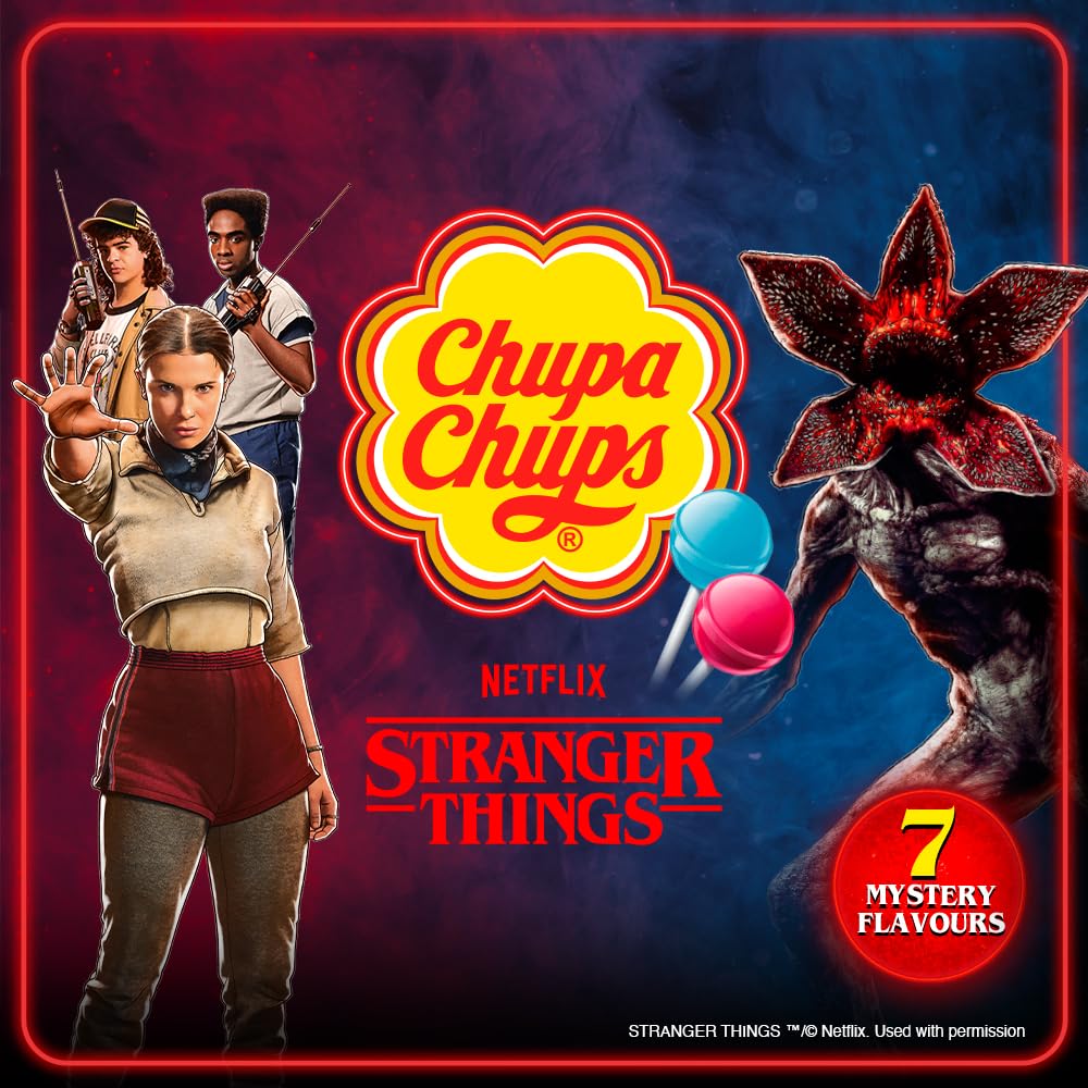Chupa Chups Stranger Things Lutscher-Rad, 200 Lollies in 7 exklusiven Sorten, limitiertes Design, für Halloween, Geburtstage oder als Geschenk, 2400g 4