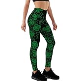 SCVBH Women's St Patrick's Day Leggings Irish Green Shamrock Printed High Waisted Tights Trendy Workout Yoga Pants