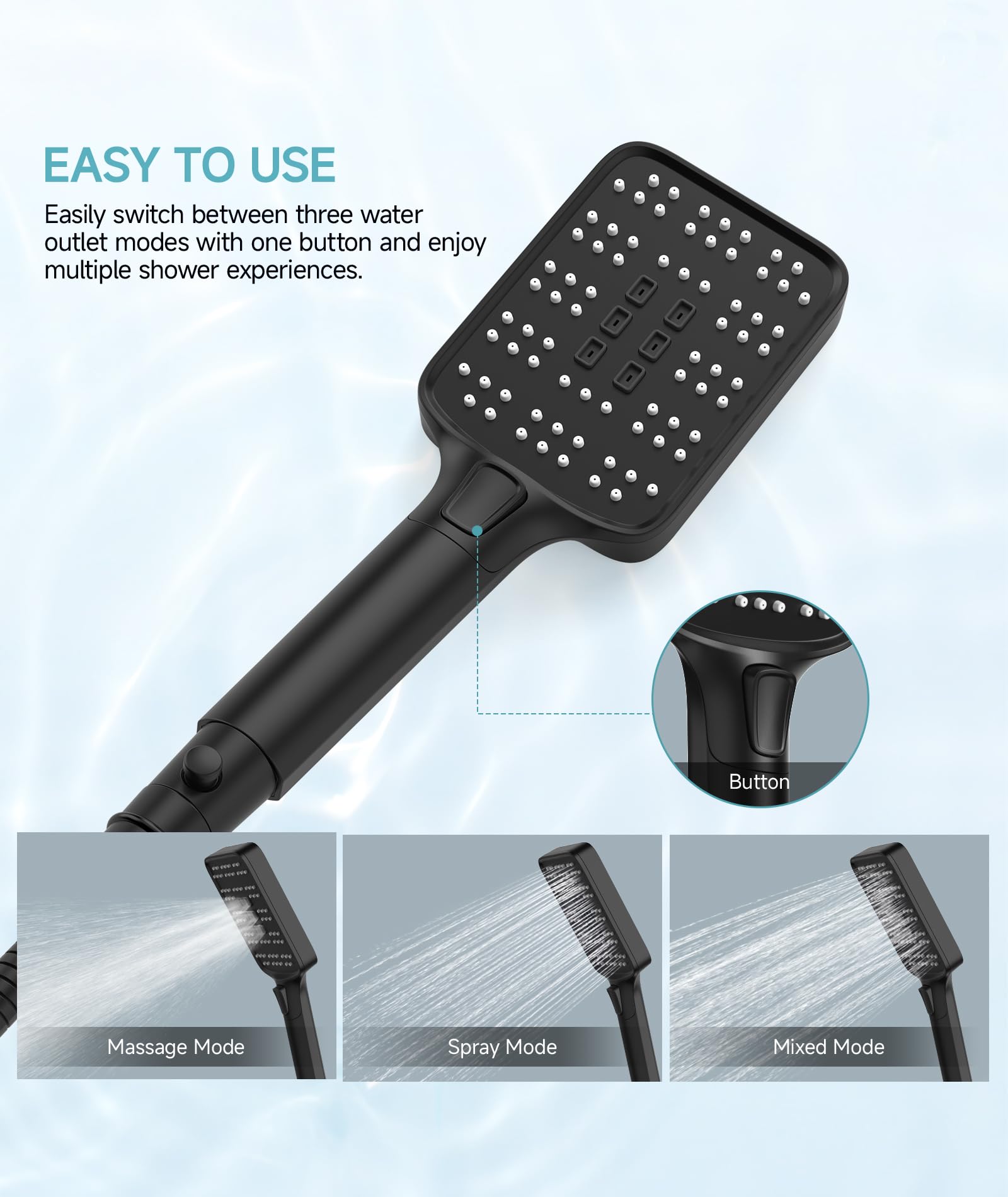 High Pressure Rain Shower Head with Handheld Spray Combo Set, Adjustable 12