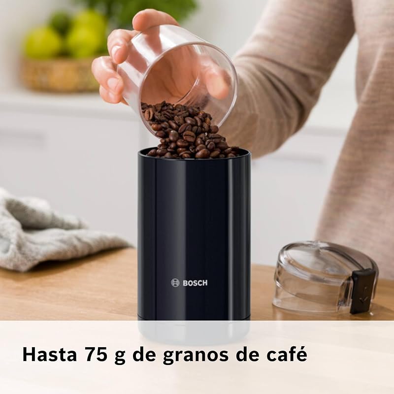 Bosch hogar tsm6a013b - moedor de café elétrico, 180 w, capacidade 75 gramas, preto