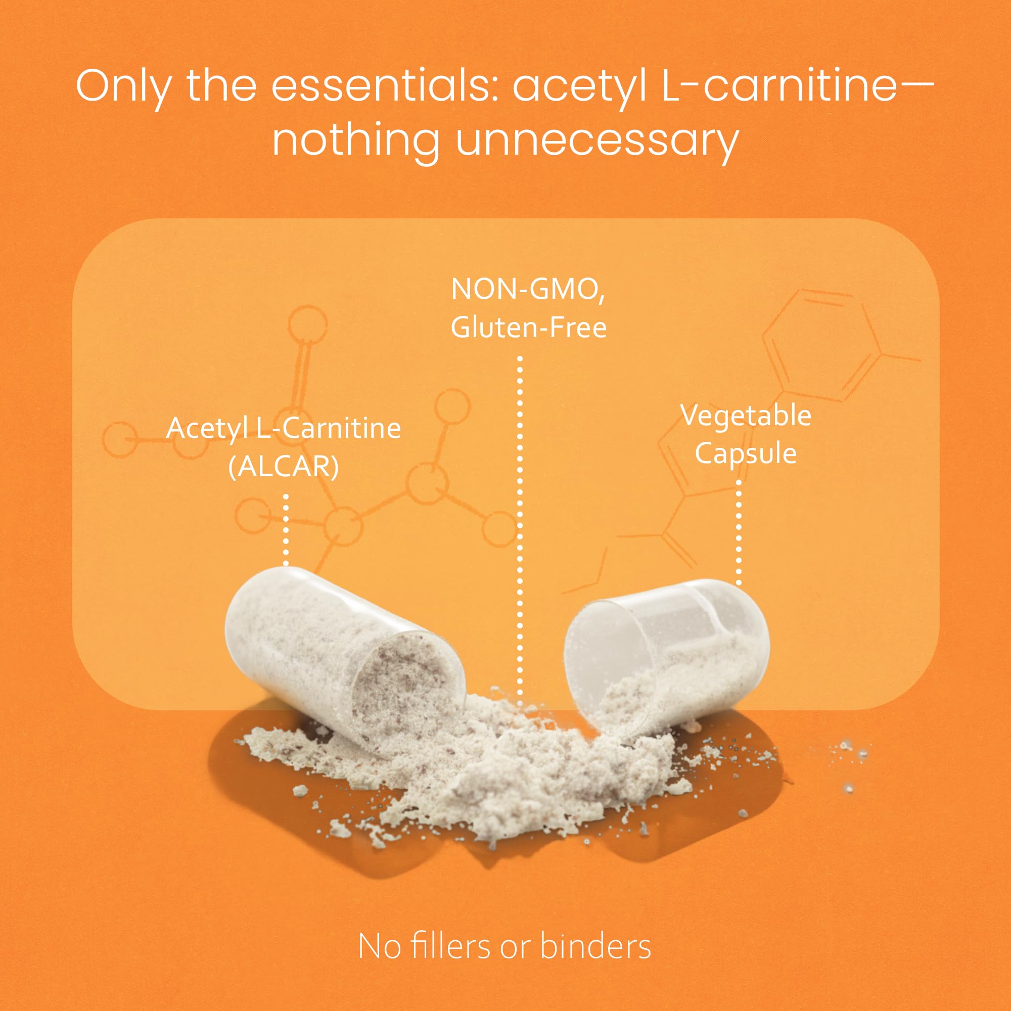 Acetyl L-Carnitine (ALCAR) 1500 mg per Serving – 100 Capsules – Non-GMO, Gluten-Free, Vegan