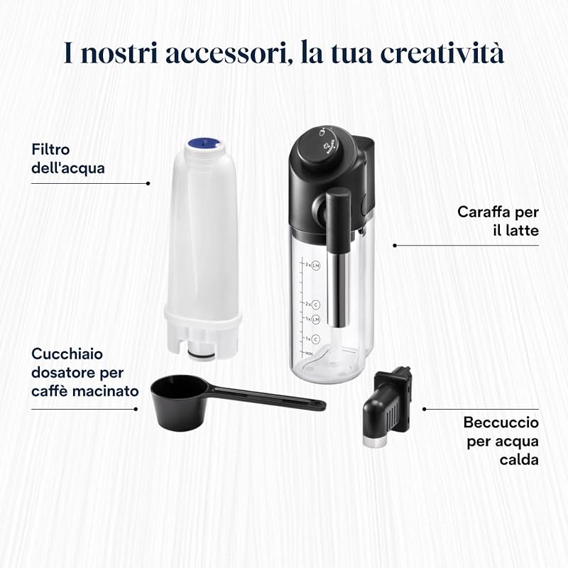 Magnifica Evo ECAM292.81.SB, macchina da caffè con sistema lattiero-caseario, 7 tasti di scelta diretta per cappuccino, espresso e altre specialità del caffè, pannello di controllo, 2 tazze, — foto 8 di 8