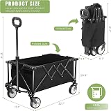 HOFTME Foldable Cart 220LBS Large Capacity All Terrain Wheels Black view 2