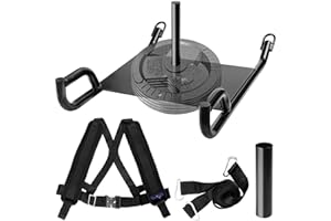 Yes4All Weighted Training Pull Sled with Vest, Steel Buckle, Fit for 1-2 Inch Plates, Sled Workout Equipment, Sport Power Sle