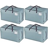VENO 4 Pack Moving Bags and Large Christmas Decoration Storage Bins with lids. Alternative to Moving Boxes, Packing Supplies for College. Heavy Duty Totes (Light Blue Matte, 4 Pack)