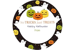 SEALMIC 108 PCS Happy Halloween Stickers 2 Inch Self Adhesive Name Label Stickers Halloween Pumpkin Ghost Design Round Spooky Name Tag Sticker for Gift Wrapping Candy Bags Envelope Seals Party Favors