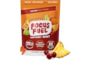 FocusFuel Energy Chews - Focus + Energy Gummies, 100mg Caffeine per 2 Gummies, Includes B12, Magnesium, Electrolytes, All-Natural Ingredients (Fruit Punch - 30 Chews, 3.17oz)