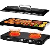 SINCHO 2-Burner Induction Cooktop with Removable Griddle, 1800W Portable Induction Stove, Non-Stick Surface, 9 Power Levels &