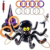 Max Fun Halloween Ring Toss Game Inflatable Spiders Witch’s Hat Toss Game for Kids Halloween Party Favors Indoors Outdoors Pa