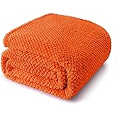 Whale Flotilla King Size Fuzzy Fleece Blanket, Fluffy Warm Soft Jacquard Bed Blankets for All Season, Lightweight and Cozy, 90x104 Inch, Burnt Orange