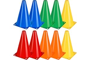 BiAnYC 7 Inch Plastic Sport Training Traffic Cones- Set of 10 Pcs/25 Pcs, 5 Colors(Orange/Yellow/Red/Blue/Green)