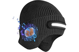 Rechargeable Bluetooth Beanie Hat with Light, Smart Bluetooth Beanie with 3-Stage LED Lighting