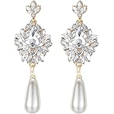mecresh Flower Teardrop Bridal Wedding Dangle CZ Earrings in Silver/Gold Tone for Women Girl Bride Gift …