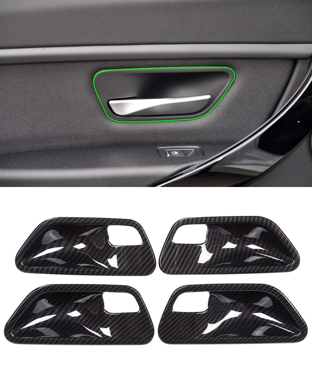 YIWANG Carbon Fiber Style ABS Interior Door Handle Bowl Cover Trim 4pcs For 3 4 Series f30 f32 f35 316i 318i 320li 2013-2019 Auto Accessories