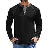 COOFANDY Mens Henley Shirts Long Sleeve Casual Button V Neck T-Shirt Lightweight Fashion Pullover Shirts