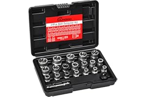 DUNDOO Bolt Extractor Set, 21PCS Easy Out Bolt Extractor Kit, 3/8" Drive Impact Stripped Bolt Remover Extractor Socket Set Tool for Rusted, Rounded, Damaged Nuts
