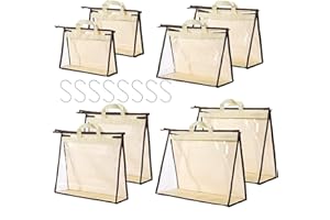 CINPIUK 8 Pack Handbag Dust Bags Clear Purse Storage Organizer for Closet, Hanging Zipper Storage Bag for Handbags