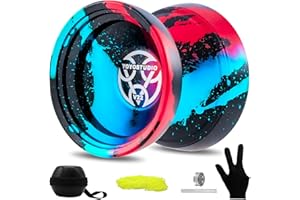 YOYOSTUDIO Yoyo V22 - Trick Yoyos Professional Responsive Yoyo for Kids 8-12 Unresponsive Yo Yo for Adults, Professional Yoyos with Accessory Kit, 10 Yo-Yo Strings, Case & Glove - Black Blue Red