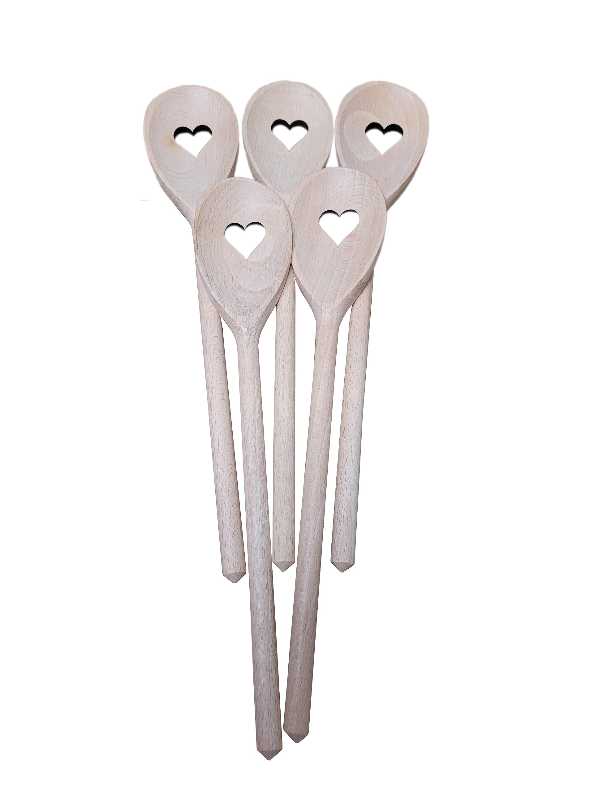 Wooden World 20 x Wooden Heart Love Spoon - Beech Wood, 30 cm / 11.8 inch