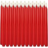 YOROXRG 24 Pack Red Taper Candles, 7-8 Hours Burn Time, Unscented, Smokeless and Dripless, 0.75 x 10 Inch Dinner Candle Set for Christmas,Household, Wedding, Party and Home Décor Candlesticks