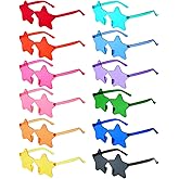 Pibupibu 12 Pack Colorful Star Shaped Sunglasses Bulk, Transparent Rimless Star Glasses, Cute Pentagram Fun Party Sunglasses Set