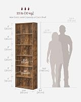 VASAGLE 6-Tier Bookcase Open Shelf 24 x 60 x 178.5 cm Rustic Brown LBC169K01 view 5