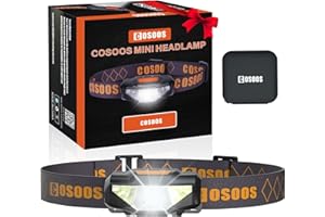 COSOOS Mini LED Headlamp Flashlight with Carrying Case, 1.6oz Lightweight Small Head Lamp Waterproof Running Headlamp, Bright Headlight for Adults, Kids, Camping, Reading (NO AA Battery)