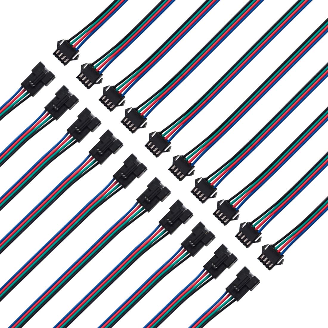 BTF-LIGHTING 10 pairs 4pin SM JST 15cm cable Female/Male connectors For Led Strip RGB 5050 3528 WS2801 APA02