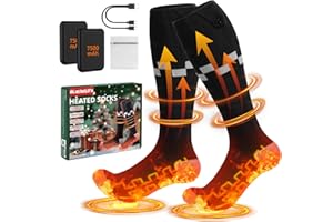 IKUCHELIFE Heated Socks, 7500mAh*2 Battery Rechargeable Heated Socks with 4 Adjustable Heating Settings Up to 14 Hours Electric Socks for Winter Hunting Skiing Camping Hiking Fishing Cycling Running Outdoor Work