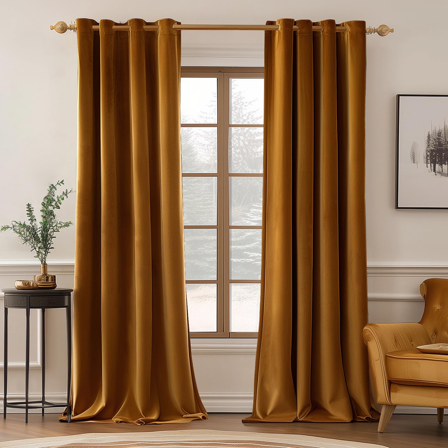 Photo 1 of ***NAVY  BLUE***
 Elegant Grommet Curtains Thermal Insulated Soundproof Room Darkening Curtains/Drapes for Classical Living Room Bedroom Decor 52 x 90 Inch Set of 2