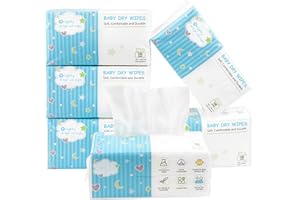 Orighty Baby Dry Wipes - Super Soft & Gentle Baby Washcloths, Use Wet or Dry, 100% Unscented Tissue for Babies Sensitive Skin, Ideal for Diaper Changes, Feeding, Nursing, Runny Nose & Drool, 600 Count