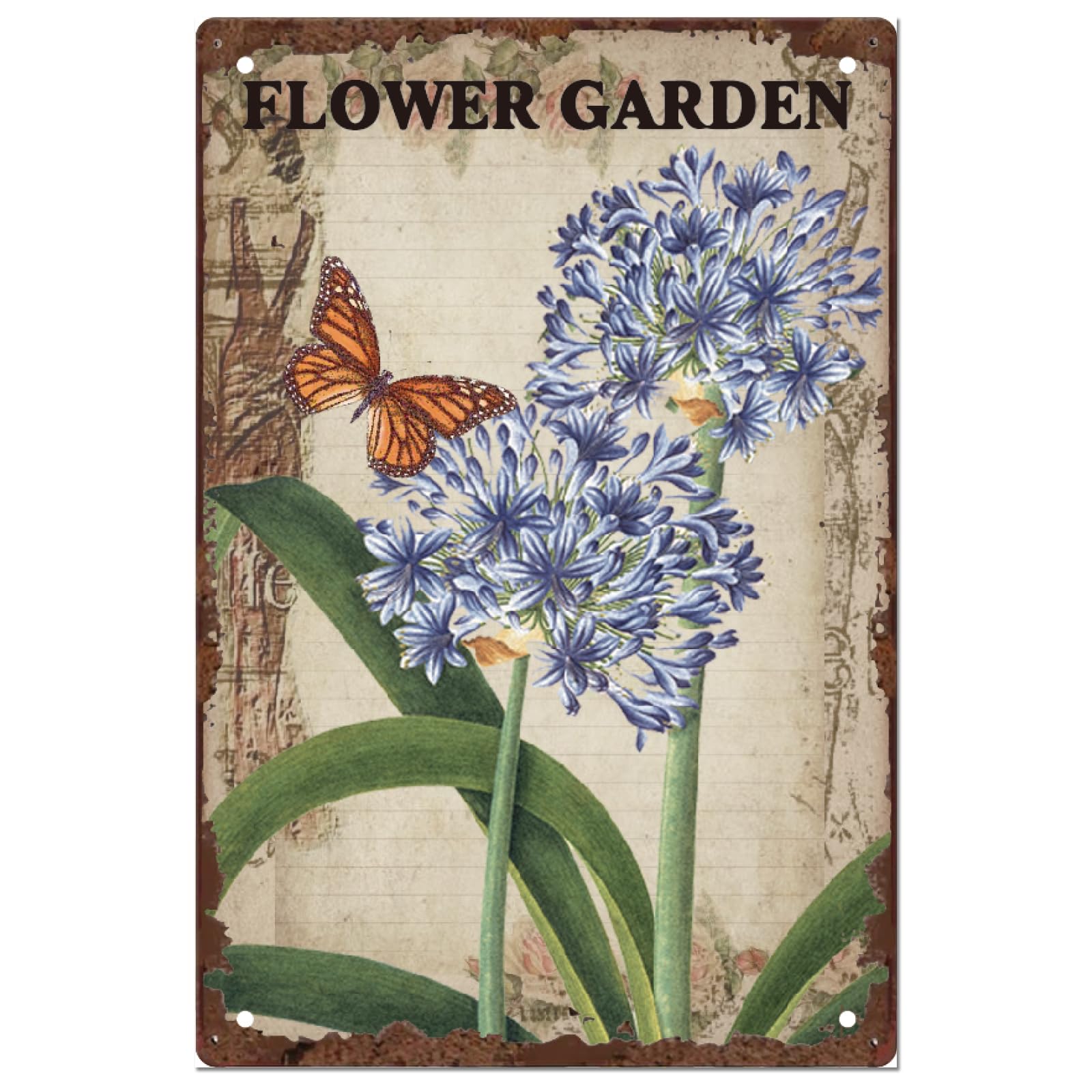 SUPERDANT Vintage Tin Sign - Flower Garden Metal Sign Retro Hyacinth Wall Decor for Bedroom & Girl's Room