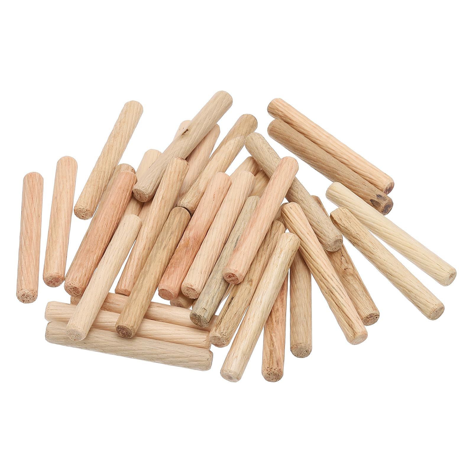 PATIKIL 1/3 Wooden Dowel Pins, 300 Pcs M8x60mm Wood Dowel Pins Hardwood Pegs Fluted Groove Easy Insertion for Crafts Furniture Door Art
