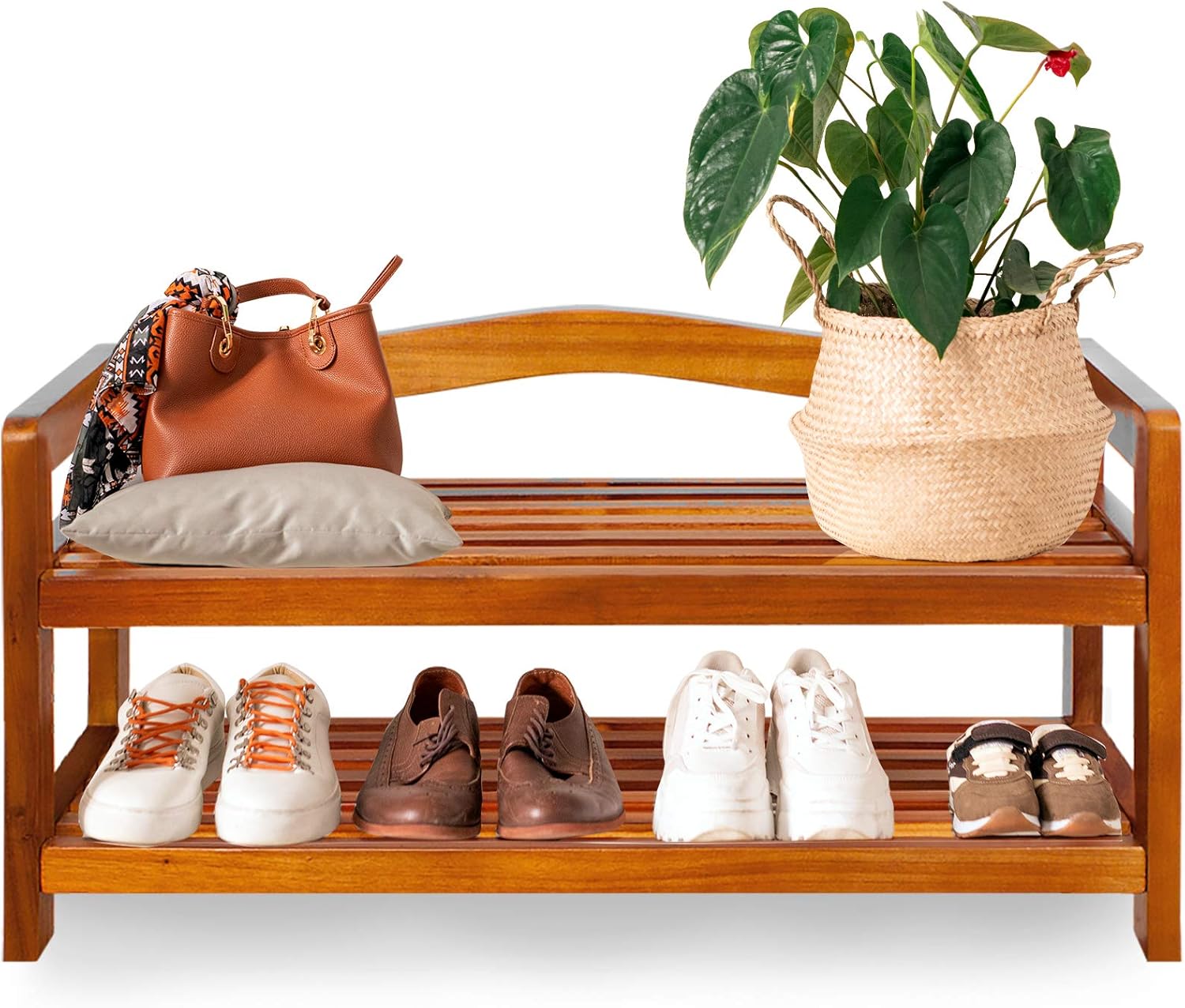 CASARIA® Shoe Rack, Brown, 2 Tier - Image 3