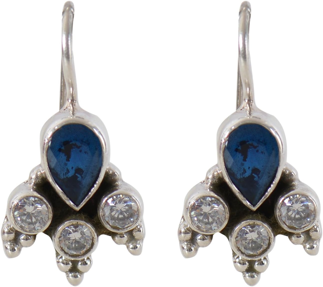 Silverwala925-92.5 Sterling Silver Pearl Sapphire Ruby Turquoise Cubic Zirconia Onyx Stone Hanging Earring for Women and Girls