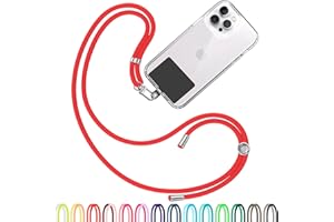 TBOC Cell Phone Lanyard [Red] - Comfortable Universal Smartphone Lanyard - Easy to Use Neck Phone Holder [Black Patch] - Adjustable Length Phone Strap Crossbody - Fits All Mobile Phones