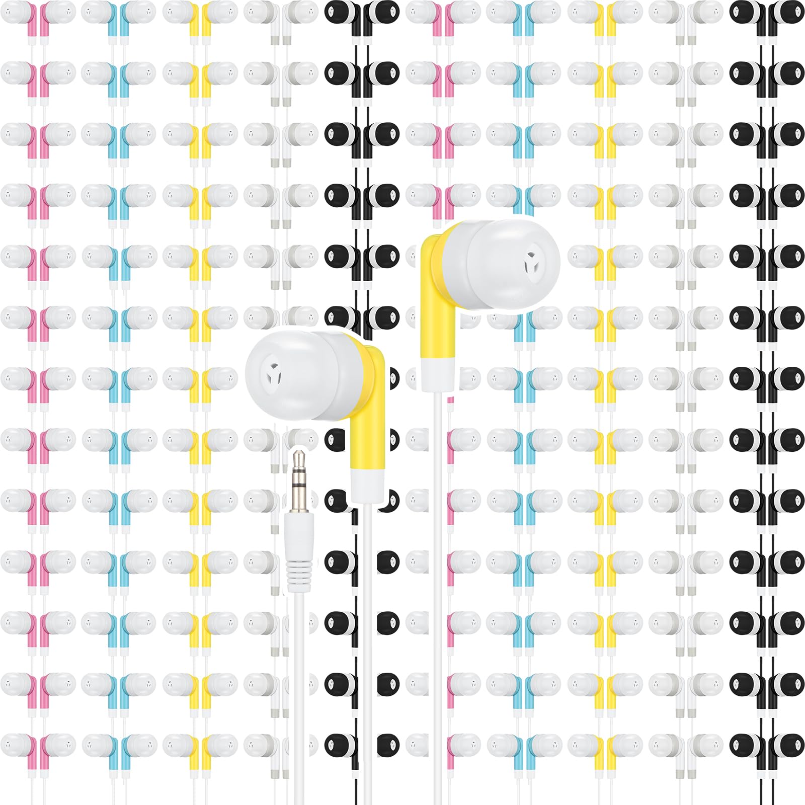 Xuhal 200 Pcs Wired Earphones Bulk Wired Earbuds with 3.5 mm Headphone Plug Multi Color Earbud Headphones for Kids Adults School Classroom Libraries Smartphones Laptop Gym