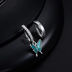 FIASASO 2Pcs 14G Clicker Dangel Belly Button Ring