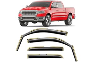 CZShiYue in-Channel Window Rain Guards Fit for Dodge RAM 1500 2019-2025 2026(New Body Style Includes TRX) Crew Cab Truck Extra Durable Deflectors Window Vent Visors Shades Exterior Car Accessories