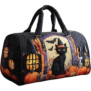Halloween Goodie Bags,Halloween Quilted Duffle Bag for Women 2026 Large Capacity Handheld Travel Bags Pumpkin Ghost Print Zip
