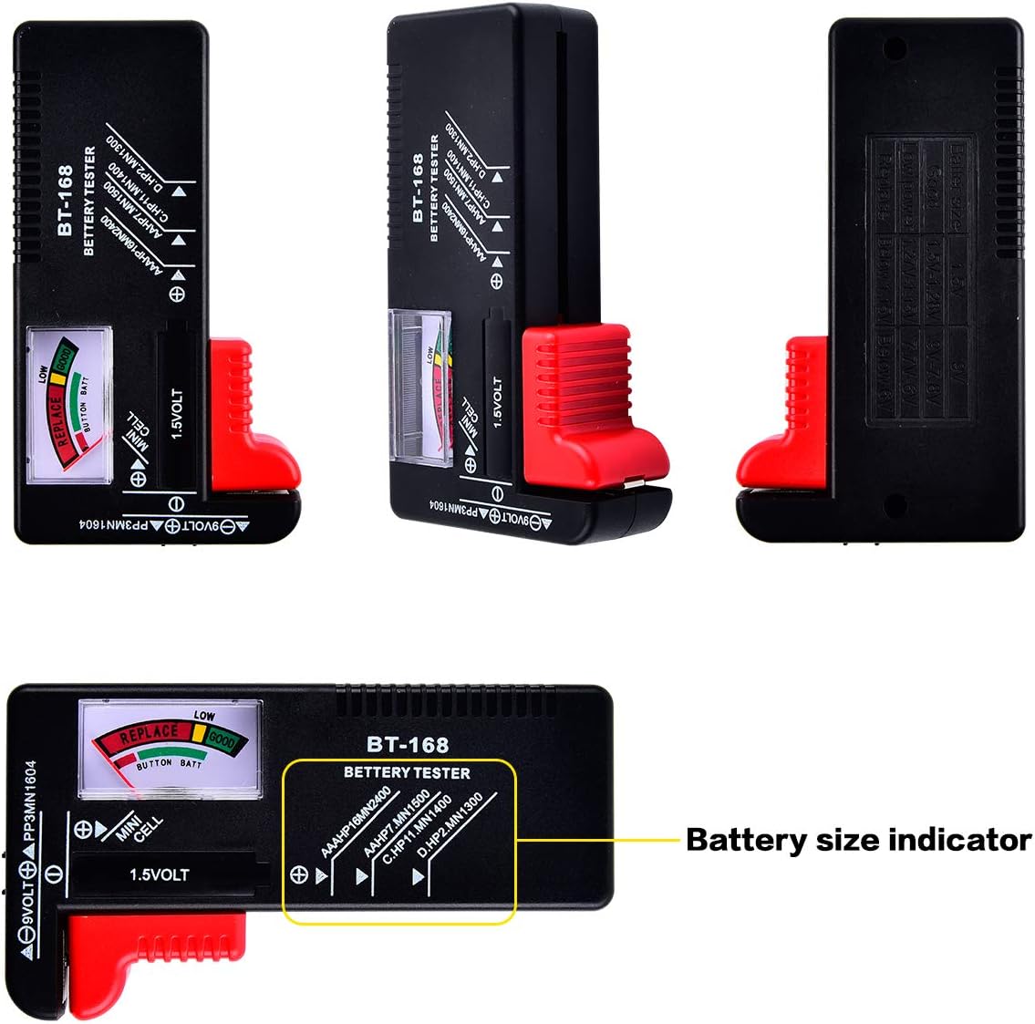Battery Tester - Universal Battery Checker BT-168, Digital Household Battery Tester for AAAA AAA AA C D 9V 1.5V Button Cell and 3V Lithium Batteries: Home Audio & Theater