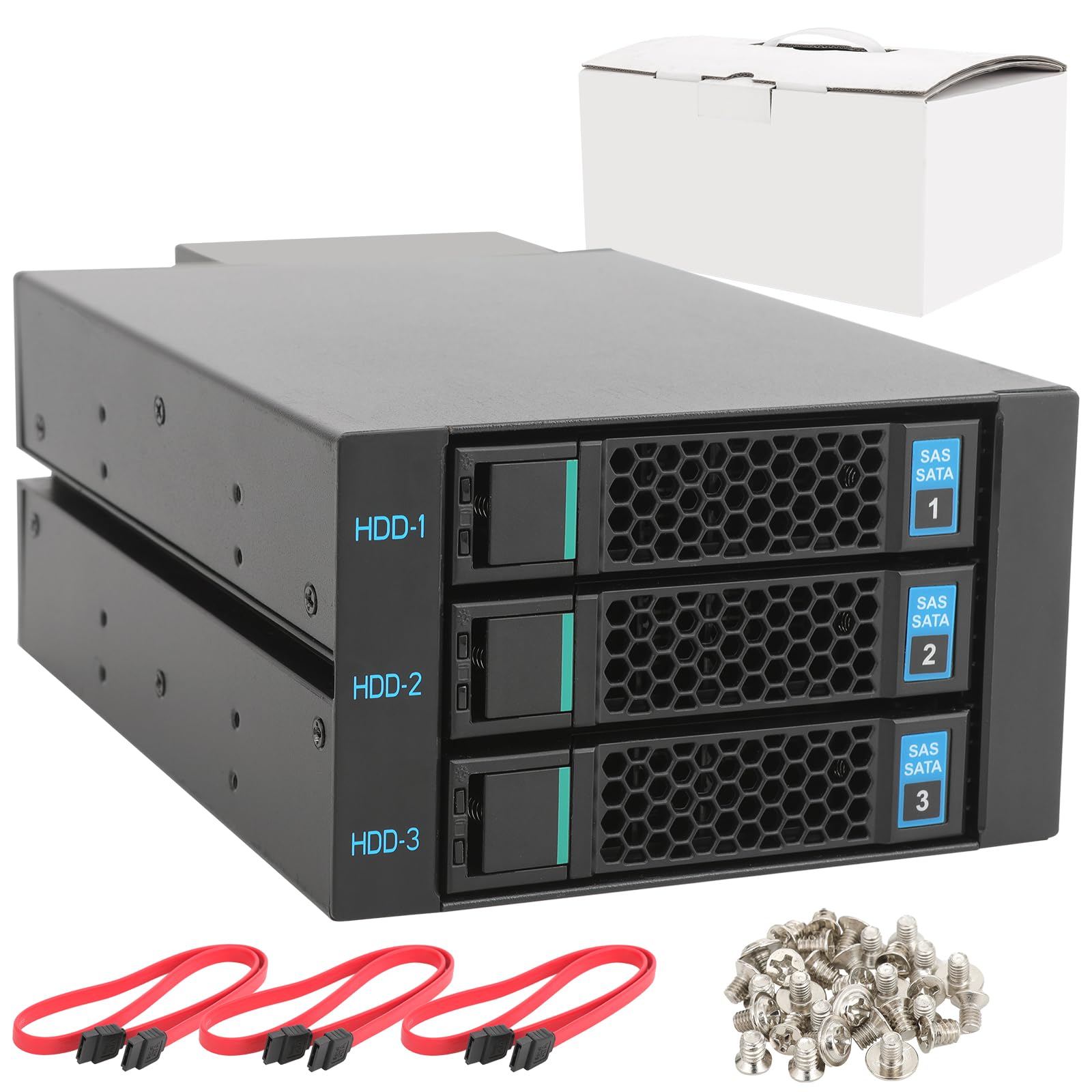 Photo 1 of RackChoice Internal Hard Drive Enclosure 3x2.5”/3.5” SATA/SAS Hard Drive Backplane 6 Gbps HDD hotswap in 2xExternal 5.25" Bay